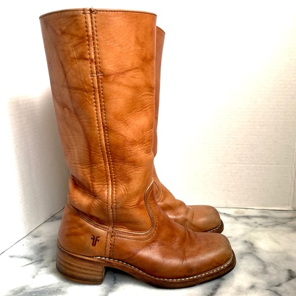 Frye Shoes - Frye Campus 14L Square Toe Boot in Saddle Size 6M